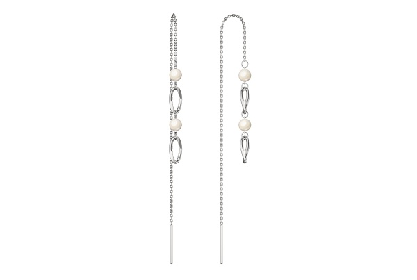 Серьги-цепочки из серебра с жемчугом